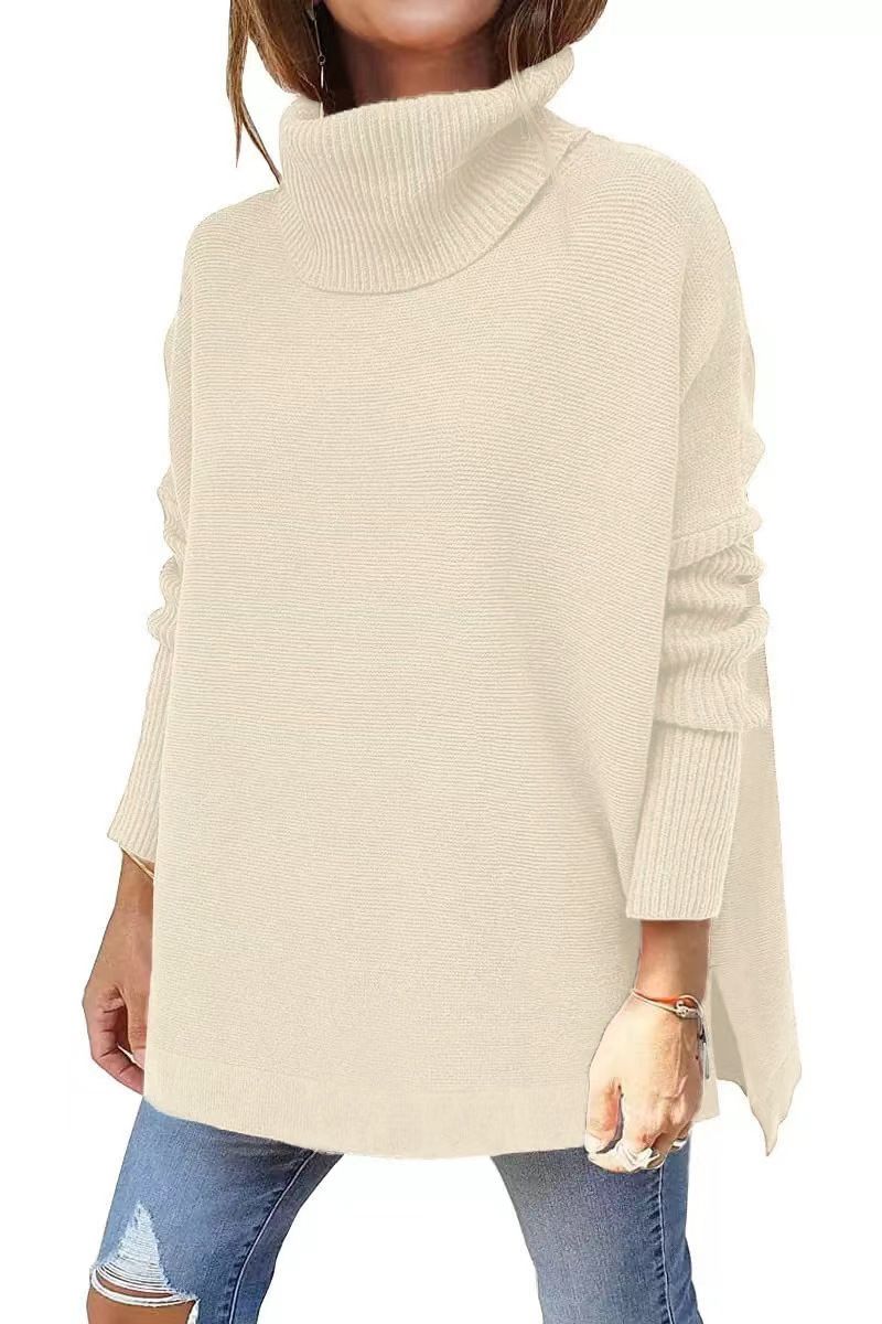Length Bat Sleeve Hem Tunic Pullover Sweater Knitted Girl