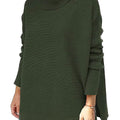 Length Bat Sleeve Hem Tunic Pullover Sweater Knitted Girl