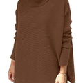 Length Bat Sleeve Hem Tunic Pullover Sweater Knitted Girl