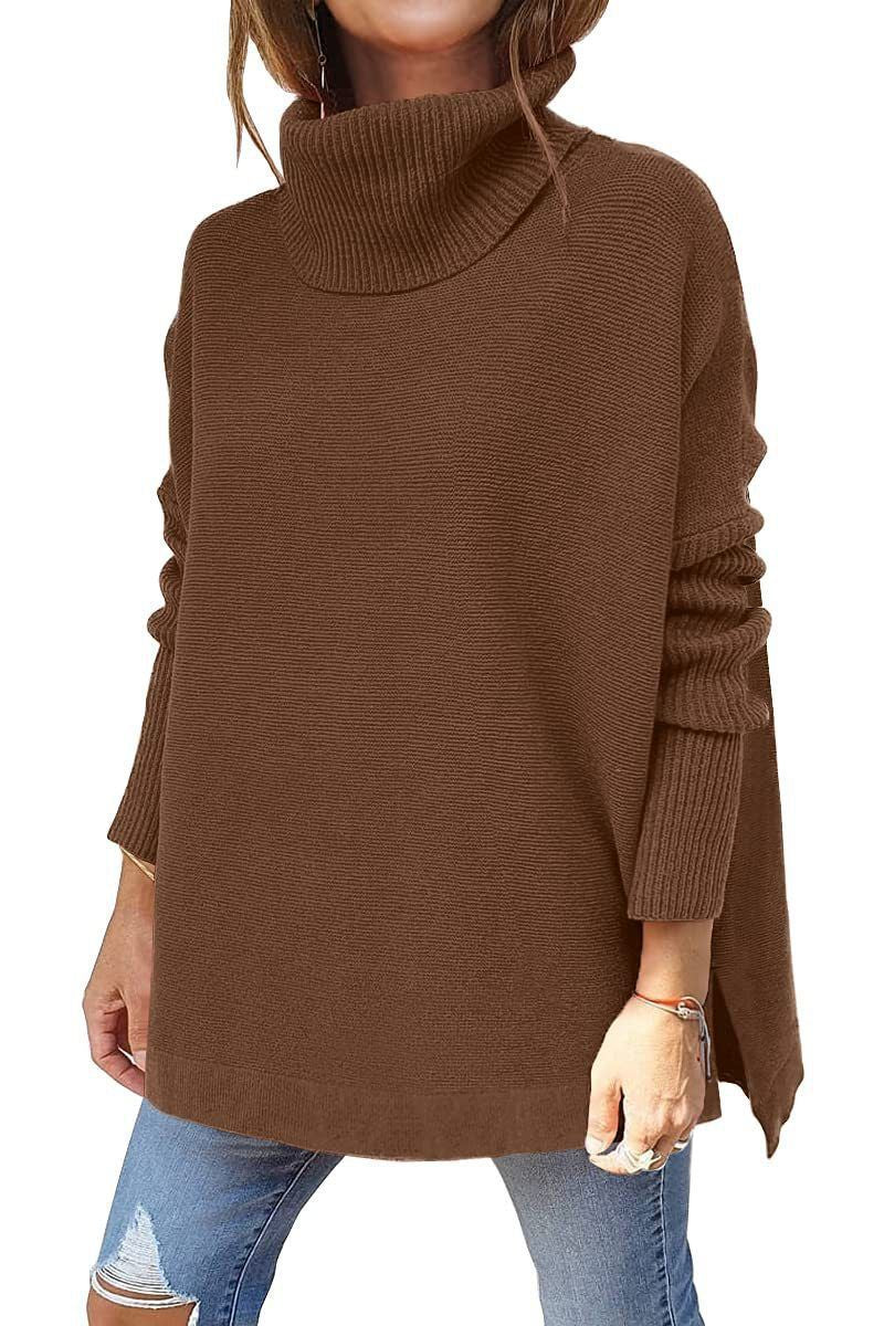 Length Bat Sleeve Hem Tunic Pullover Sweater Knitted Girl