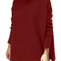 Length Bat Sleeve Hem Tunic Pullover Sweater Knitted Girl