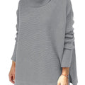 Length Bat Sleeve Hem Tunic Pullover Sweater Knitted Girl