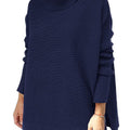 Length Bat Sleeve Hem Tunic Pullover Sweater Knitted Girl