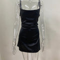 Skirt With Elegant Temperament, Pocket Collar, Satin Basic Backless Slip Dress