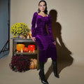 New Fashion Temperament Pleated Slim Slit Long Sleeve Dress Foreign Trade