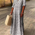 New Cross-Border Aliexpress Retro Stand Collar Large Size Fashion Loose Dress Long