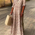 New Cross-Border Aliexpress Retro Stand Collar Large Size Fashion Loose Dress Long