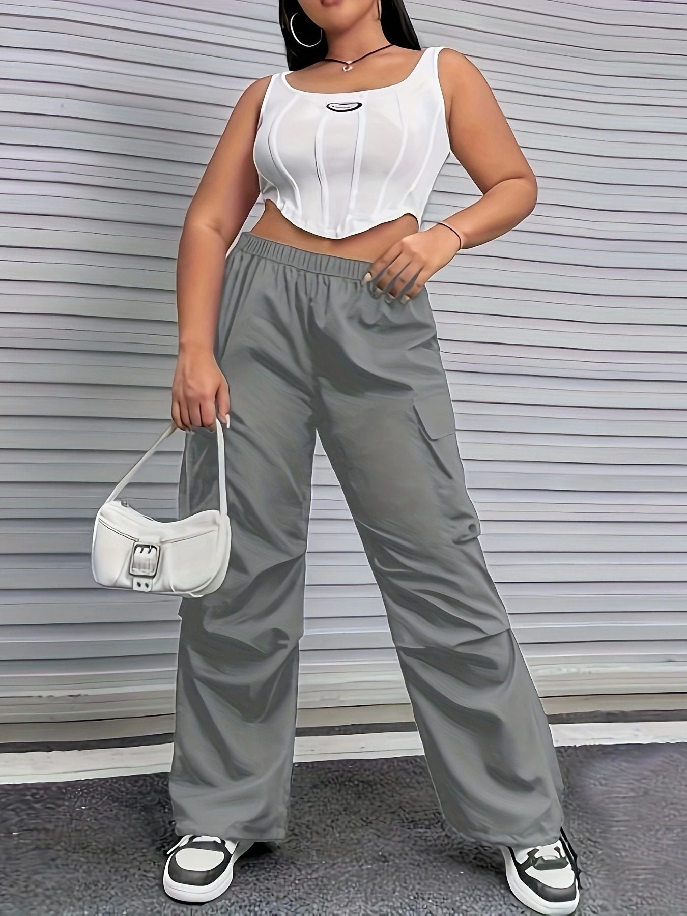 Winter New Ins Fashionable All-Match Elastic Waist Casual Trousers Overalls