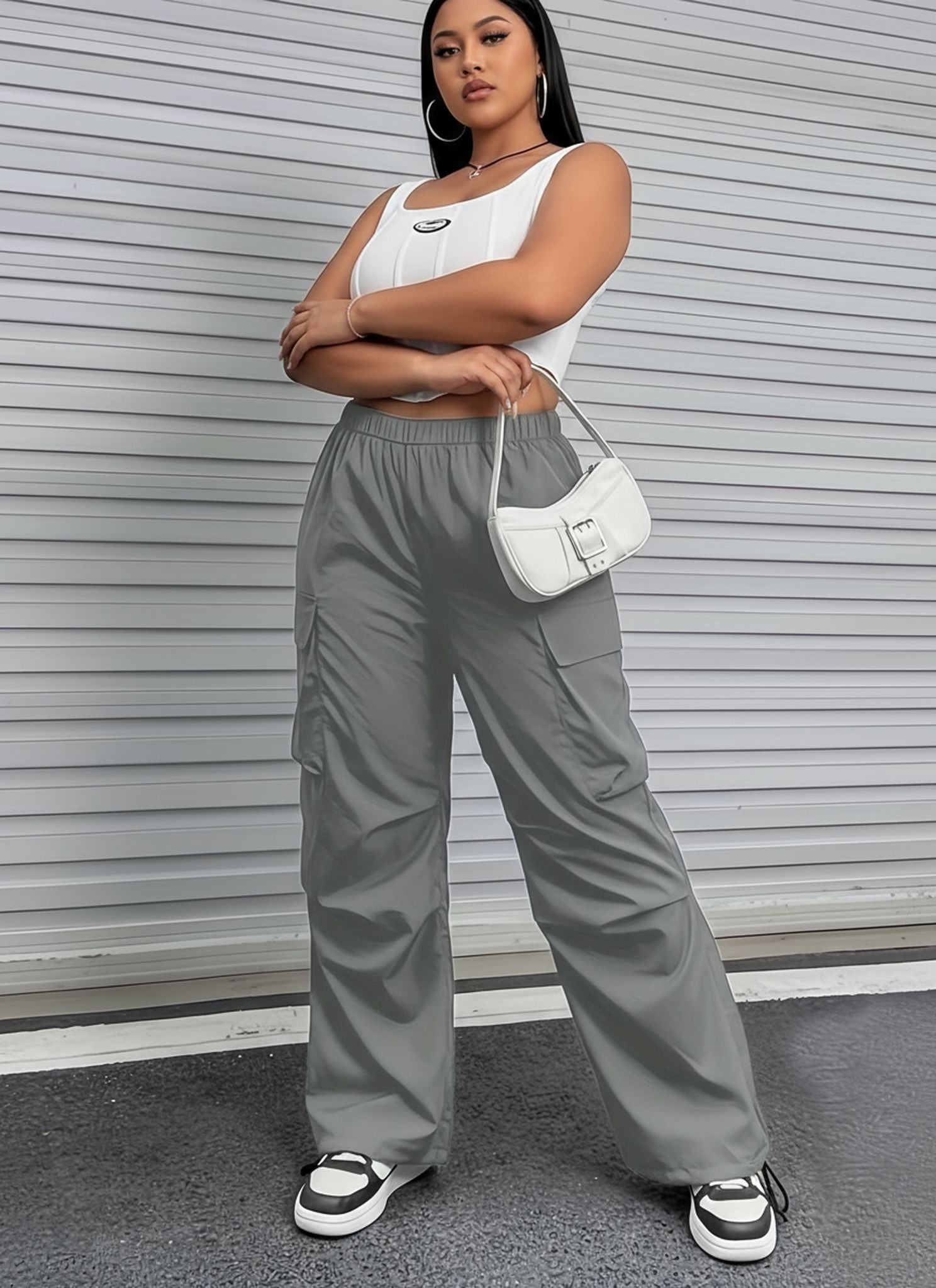 Winter New Ins Fashionable All-Match Elastic Waist Casual Trousers Overalls