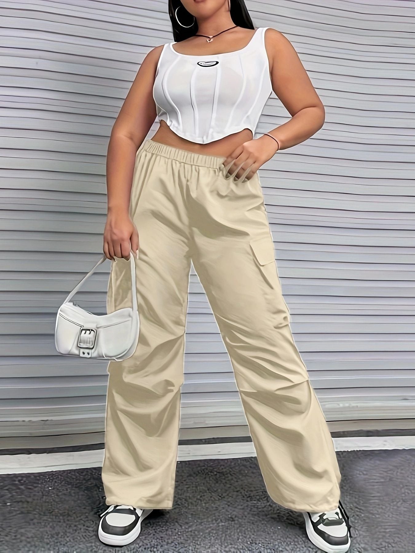 Winter New Ins Fashionable All-Match Elastic Waist Casual Trousers Overalls