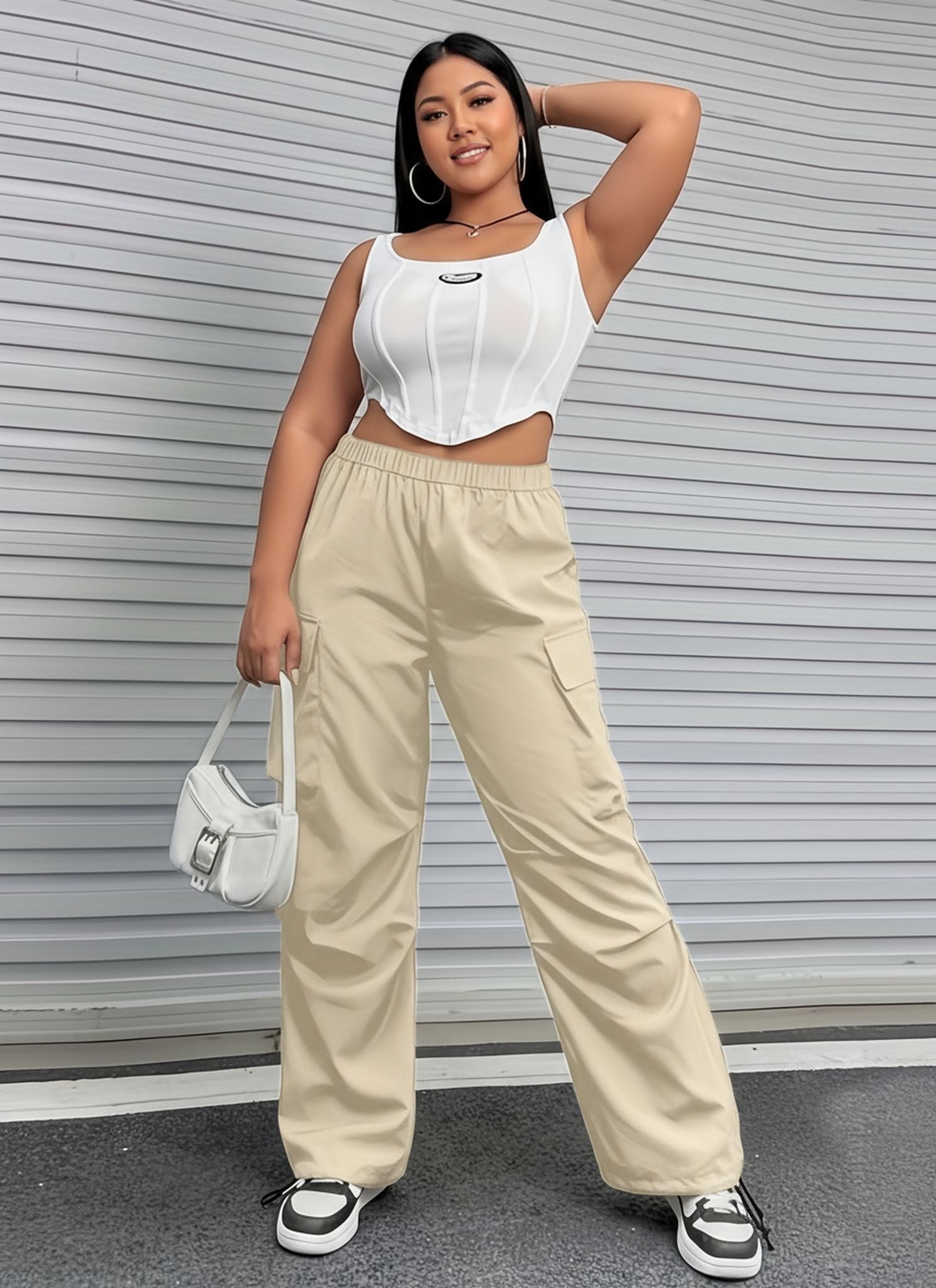 Winter New Ins Fashionable All-Match Elastic Waist Casual Trousers Overalls