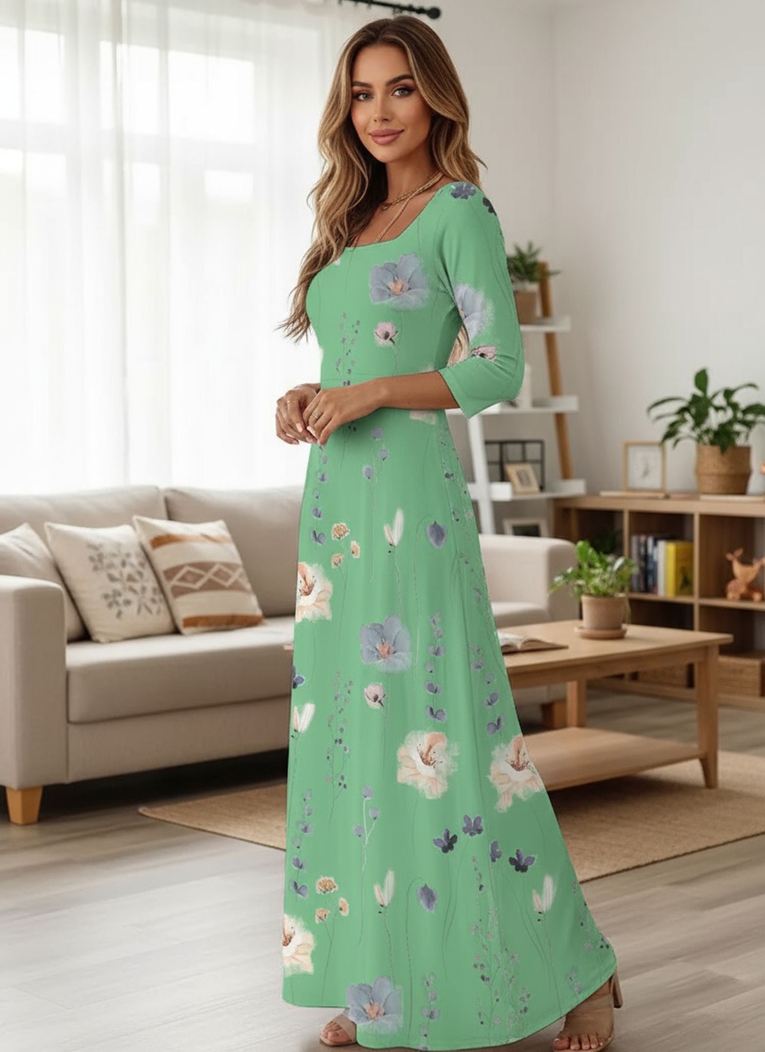 New Fashion Elegant Printed Dress Long Wholesale Dress