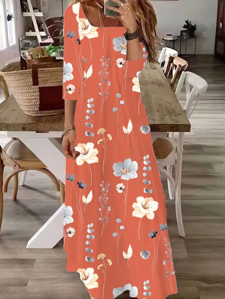 New Fashion Elegant Printed Dress Long Wholesale Dress