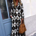 Winter New Products Independent Station Aliexpress Fashion Printed V-Neck Long Dress