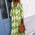 Winter New Products Independent Station Aliexpress Fashion Printed V-Neck Long Dress