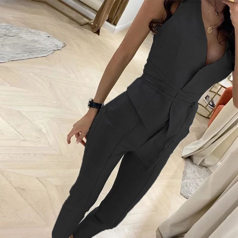 Suit Temperament Waist Cinched Waist Sexy Vest Small Leg Pants Two-Piece Set For Women