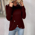 Bottom Pile Collar Top Long-Sleeved Irregular Knitted Pullover