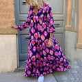 Plus-Size Loose Fashion Print Temperament Commuter Plus-Size Women'S Autumn And Winter Dress