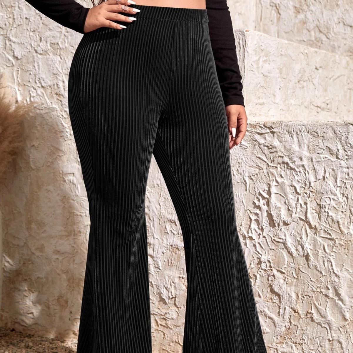 New Fashion Elastic Waist Elastic Flared Pants Temperament Casual Trousers