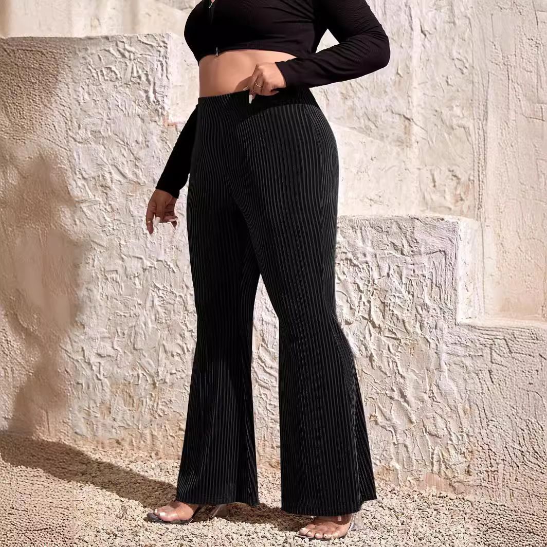 New Fashion Elastic Waist Elastic Flared Pants Temperament Casual Trousers