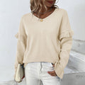 V-Neck Petal Sleeves Amazon Sweater Women'S