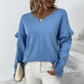 V-Neck Petal Sleeves Amazon Sweater Women'S