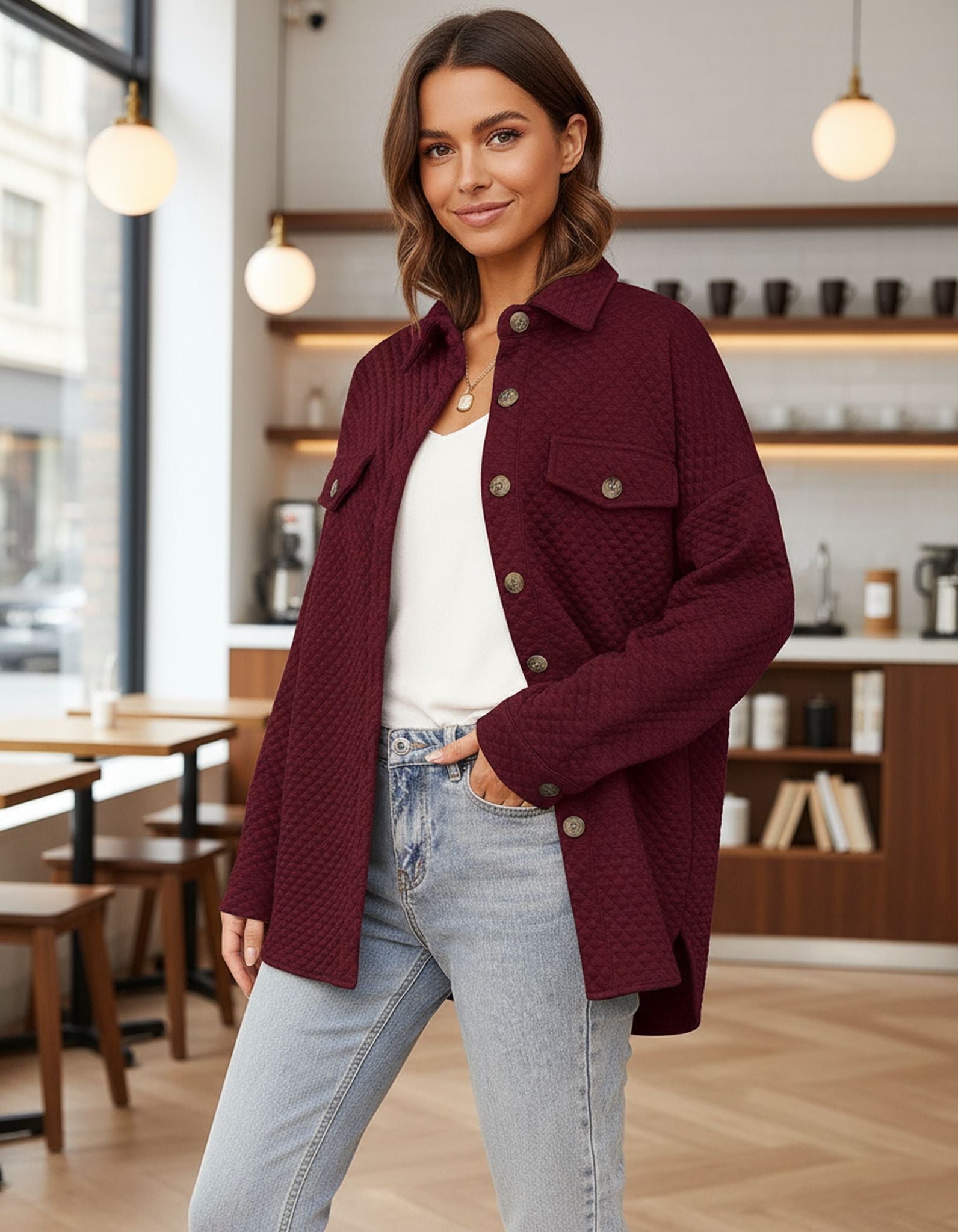Pocket Lightweight Casual Jacket Cardigan Lapel Jacket Women'S