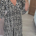 New Plus Size Loose Long Seaside Resort Beach Skirt V-Neck Floral Dress
