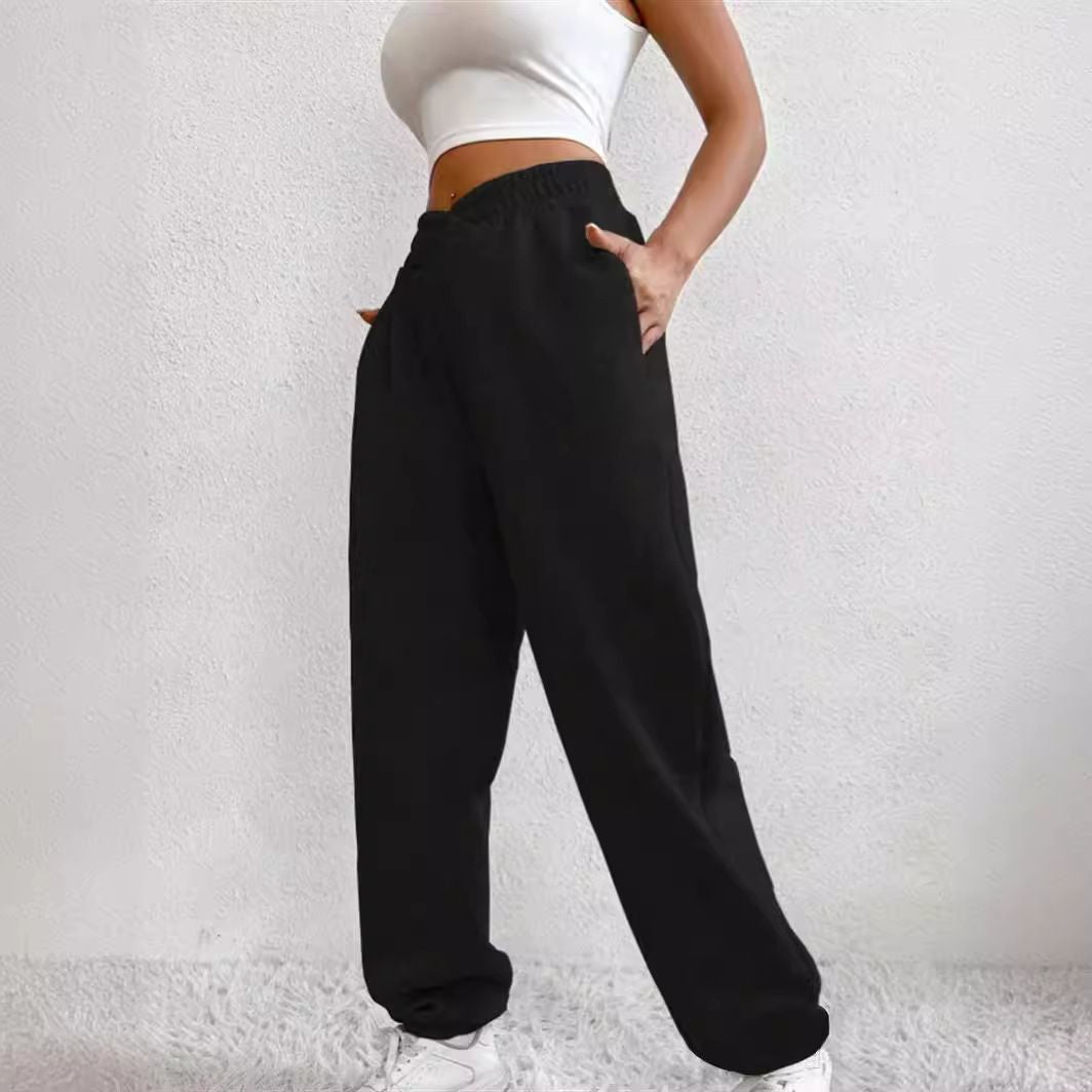 New Winter Women'S Home Pants Loose Closure Solid Color Diagonal Bag Sweatpants