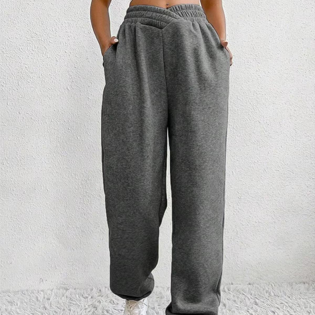 New Winter Women'S Home Pants Loose Closure Solid Color Diagonal Bag Sweatpants