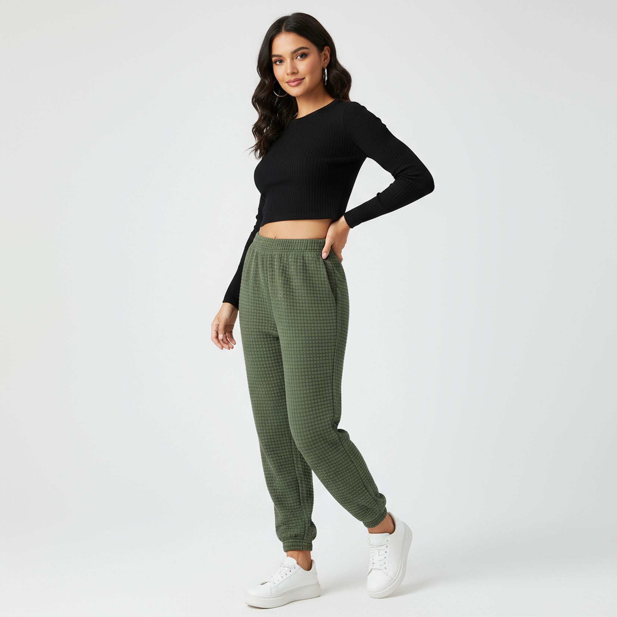 Winter New Home Sports Waffle Slacks And Trousers