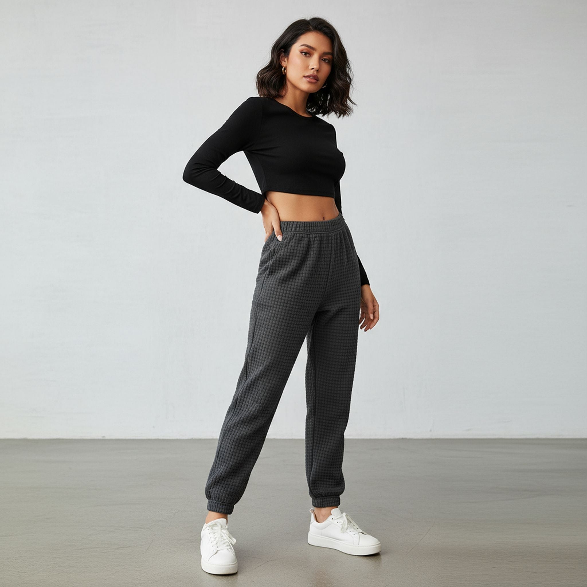 Winter New Home Sports Waffle Slacks And Trousers