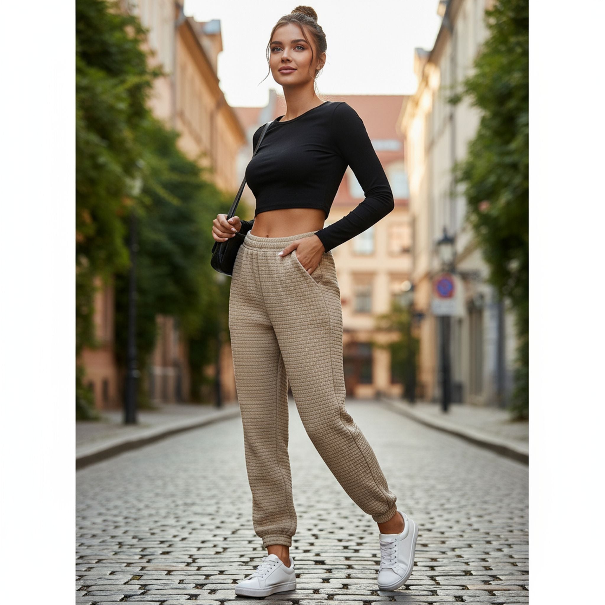 Winter New Home Sports Waffle Slacks And Trousers