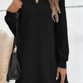 Knitted Jacquard Long-Sleeved Long Hooded Sweatshirt