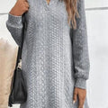 Knitted Jacquard Long-Sleeved Long Hooded Sweatshirt