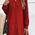 Knitted Jacquard Long-Sleeved Long Hooded Sweatshirt