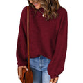 High Neck Solid Color Loose Pullover Amazon Sweater Women