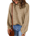 High Neck Solid Color Loose Pullover Amazon Sweater Women