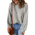 High Neck Solid Color Loose Pullover Amazon Sweater Women