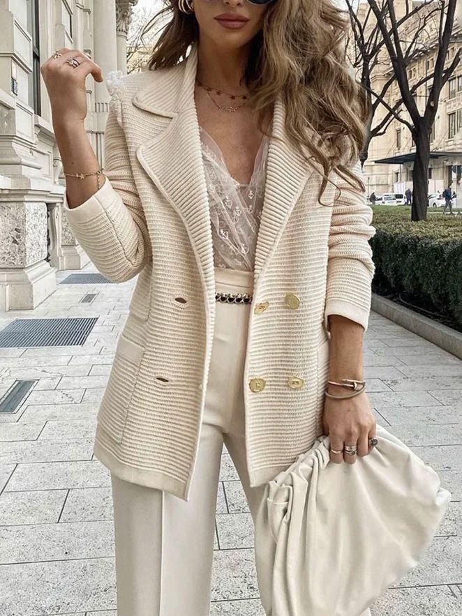 Short Textured Casual Top Long Sleeve Jacket Jacket Autumn And Winter New Women'S Style