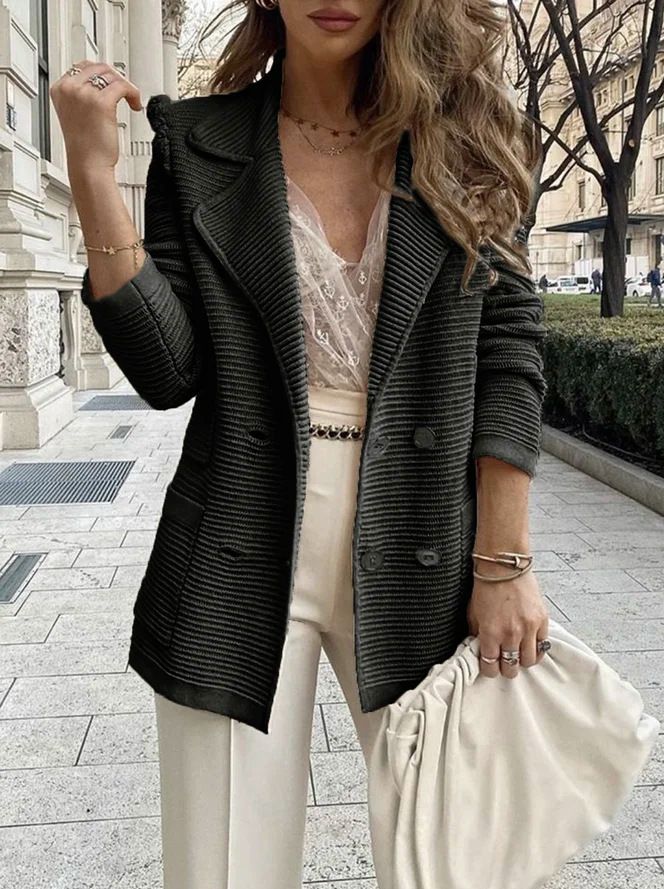 Short Textured Casual Top Long Sleeve Jacket Jacket Autumn And Winter New Women'S Style