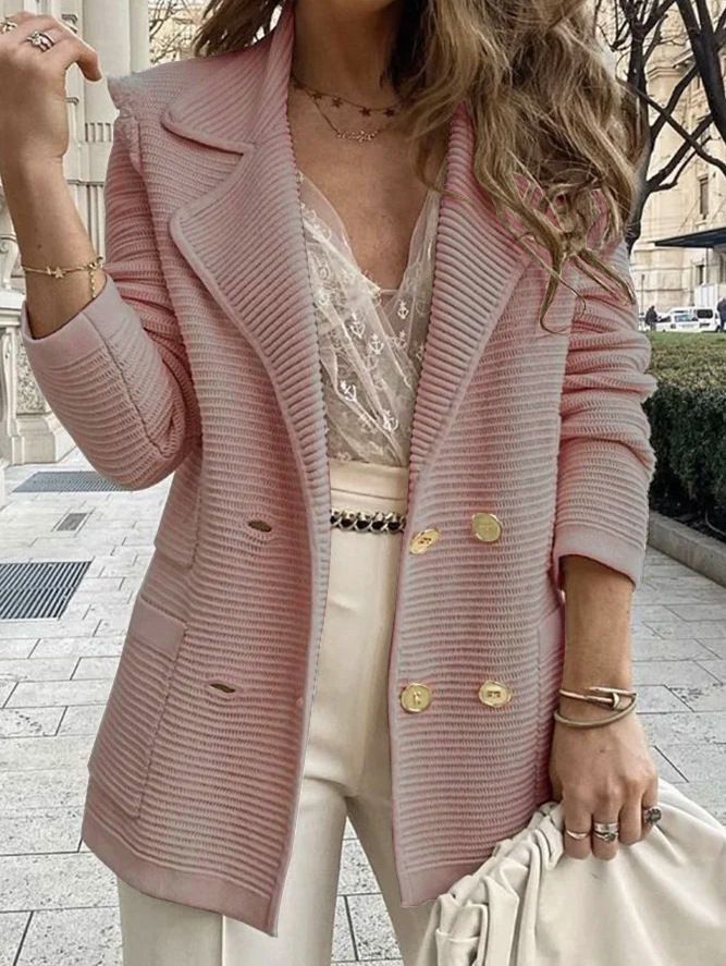 Short Textured Casual Top Long Sleeve Jacket Jacket Autumn And Winter New Women'S Style