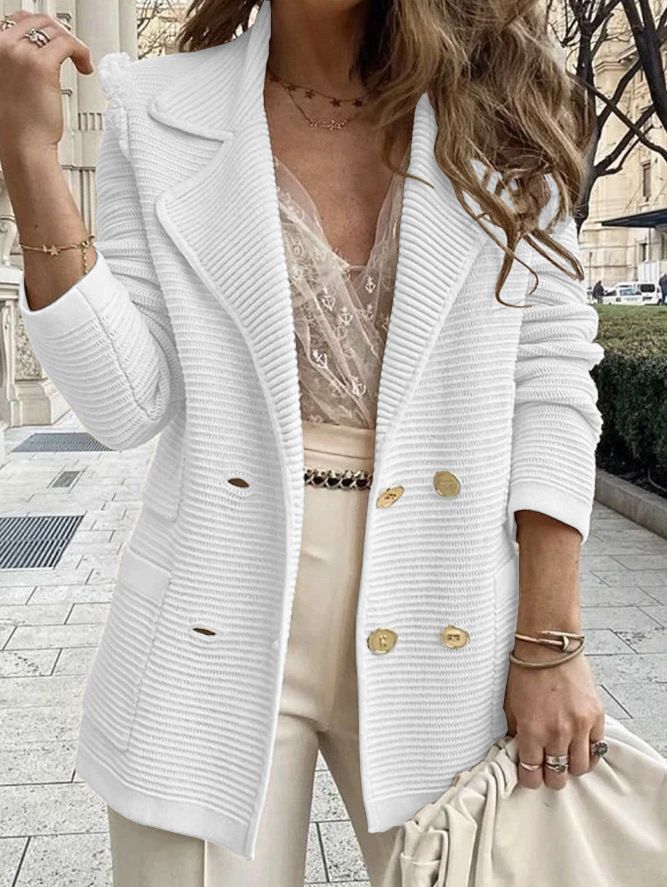 Short Textured Casual Top Long Sleeve Jacket Jacket Autumn And Winter New Women'S Style