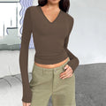Wish Women'S V-Neck Long Sleeve Basic Slim Versatile T-Shirt Top Women