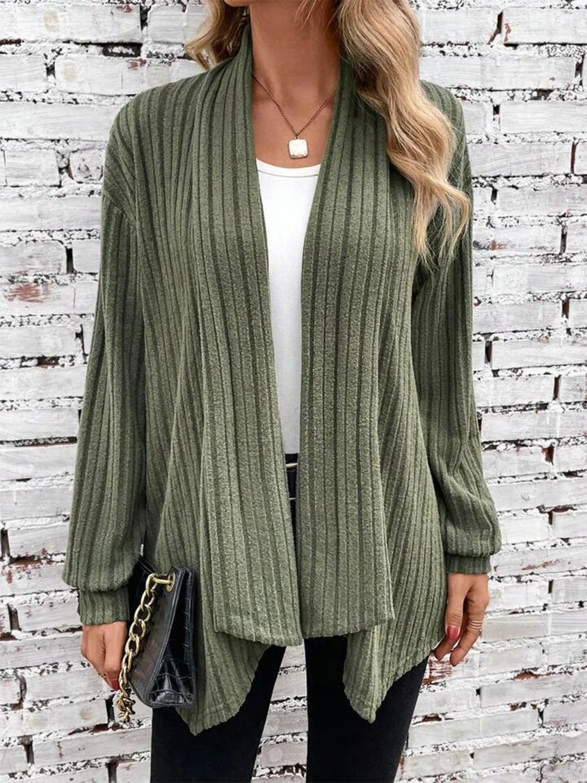 Temu Autumn And Winter New Long-Sleeved Solid Color Loose Cardigan Jacket