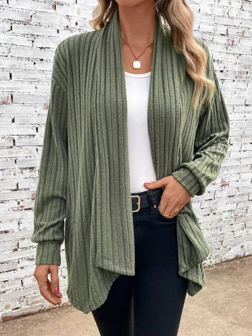 Temu Autumn And Winter New Long-Sleeved Solid Color Loose Cardigan Jacket