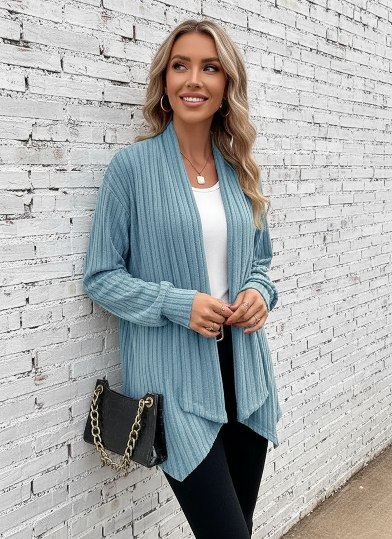 Temu Autumn And Winter New Long-Sleeved Solid Color Loose Cardigan Jacket