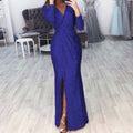 Long Skirt Evening Dress Deep V-Neck Sparkling Dress Skirt Dinner Sexy Dress