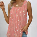 Pleated Square Neck Sleeveless Tuxedo Vest T-Shirt Cross-Border  Women