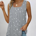 Pleated Square Neck Sleeveless Tuxedo Vest T-Shirt Cross-Border  Women